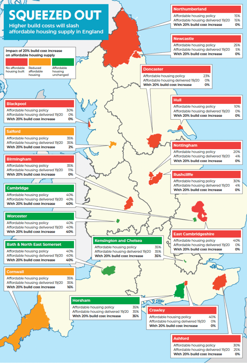 Map of the UK showing 18 surveyed local authorities